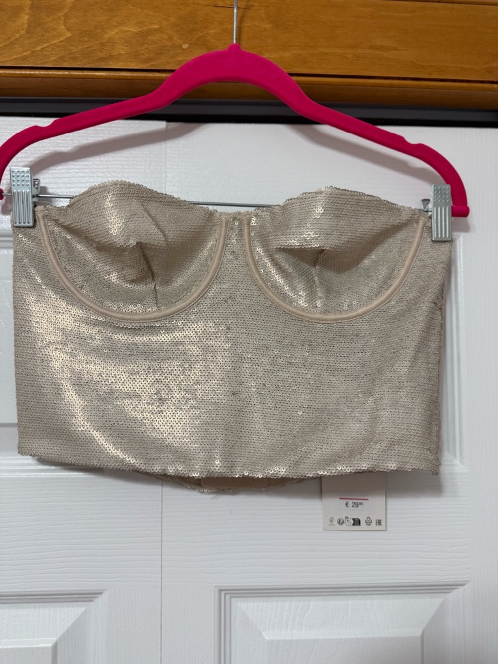 ZARA Sequin Bustier Crop Top – Size L – NWT